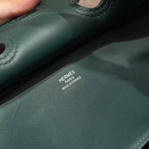 Hermes Birkin Cargo 25 Bag Handmade In Swift Calfskin Leather And Canvas Silver Hardware 65 Vert Moyen - Image 14