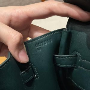 Hermes Birkin Cargo 25 Bag Handmade In Swift Calfskin Leather And Canvas Silver Hardware 65 Vert Moyen - Image 13