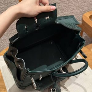 Hermes Birkin Cargo 25 Bag Handmade In Swift Calfskin Leather And Canvas Silver Hardware 65 Vert Moyen - Image 10
