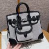 Hermes Birkin Cargo 25 Bag Handmade In Swift Calfskin Leather And Canvas Silver Hardware Ecru Noir