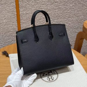 Hermes Birkin Faubourg 20 Bag Handmade In Madame and Alligator Leather Black Hardware 89 Noir - Image 17