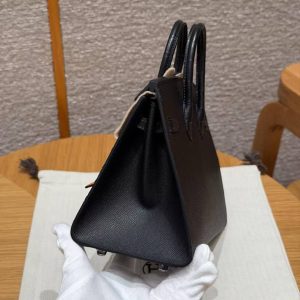 Hermes Birkin Faubourg 20 Bag Handmade In Madame and Alligator Leather Black Hardware 89 Noir - Image 15
