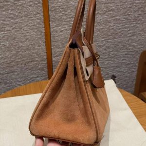 Hermes Birkin Grizzly 25 Bag Handmade In Swift Calfskin Leather And Grizzly Gold Hardware 37 Gold - Image 18