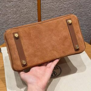 Hermes Birkin Grizzly 25 Bag Handmade In Swift Calfskin Leather And Grizzly Gold Hardware 37 Gold - Image 16