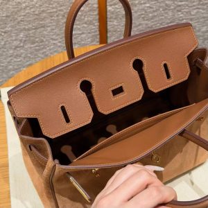 Hermes Birkin Grizzly 25 Bag Handmade In Swift Calfskin Leather And Grizzly Gold Hardware 37 Gold - Image 11