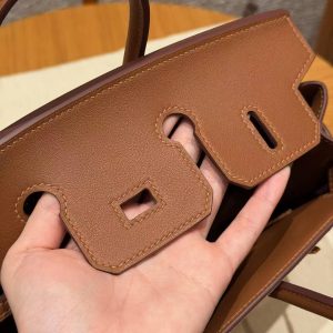 Hermes Birkin Grizzly 25 Bag Handmade In Swift Calfskin Leather And Grizzly Gold Hardware 37 Gold - Image 10
