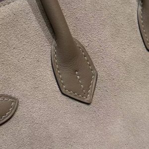 Hermes Birkin Grizzly 25 Bag Handmade In Grizzly and Swift Calfskin Leather Silver Hardware 18 Etoupe - Image 5