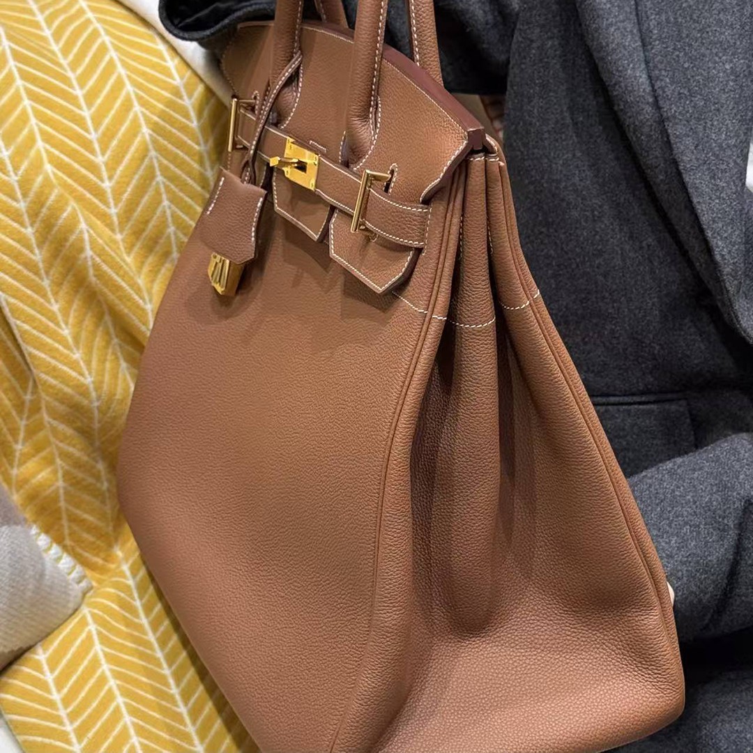 Hermes Birkin Hac 40 Bag Handmade In Togo Calfskin Leather Gold Hardware 37 Gold - Image 12