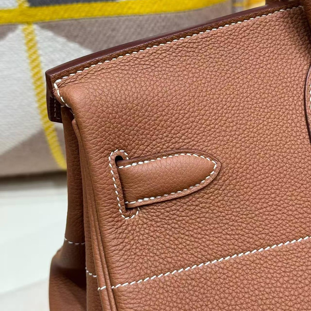 Hermes Birkin Hac 40 Bag Handmade In Togo Calfskin Leather Gold Hardware 37 Gold - Image 10