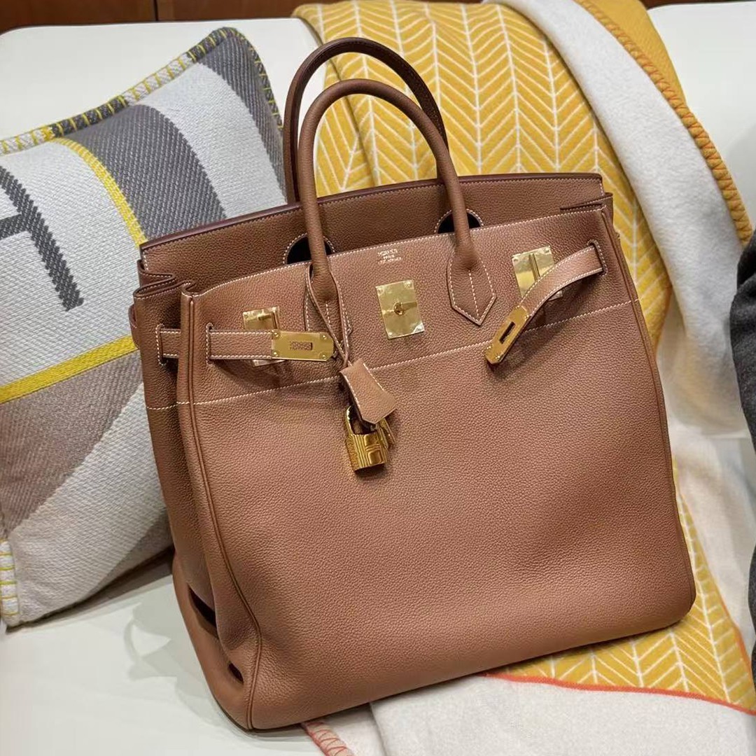 Hermes Birkin Hac 40 Bag Handmade In Togo Calfskin Leather Gold Hardware 37 Gold