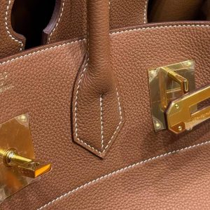 Hermes Birkin Hac 40 Bag Handmade In Togo Calfskin Leather Gold Hardware 37 Gold - Image 5