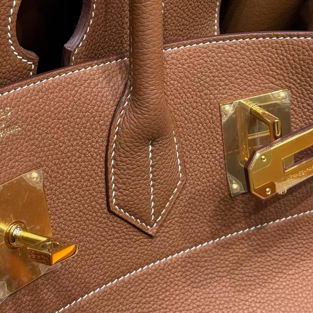 Hermes Birkin Hac 40 Bag Handmade In Togo Calfskin Leather Gold Hardware 37 Gold - Image 5
