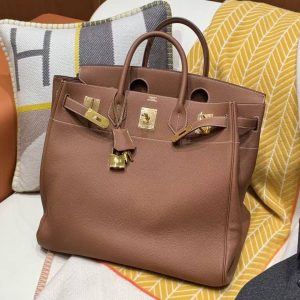Hermes Birkin Hac 40 Bag Handmade In Togo Calfskin Leather Gold Hardware 37 Gold - Image 4