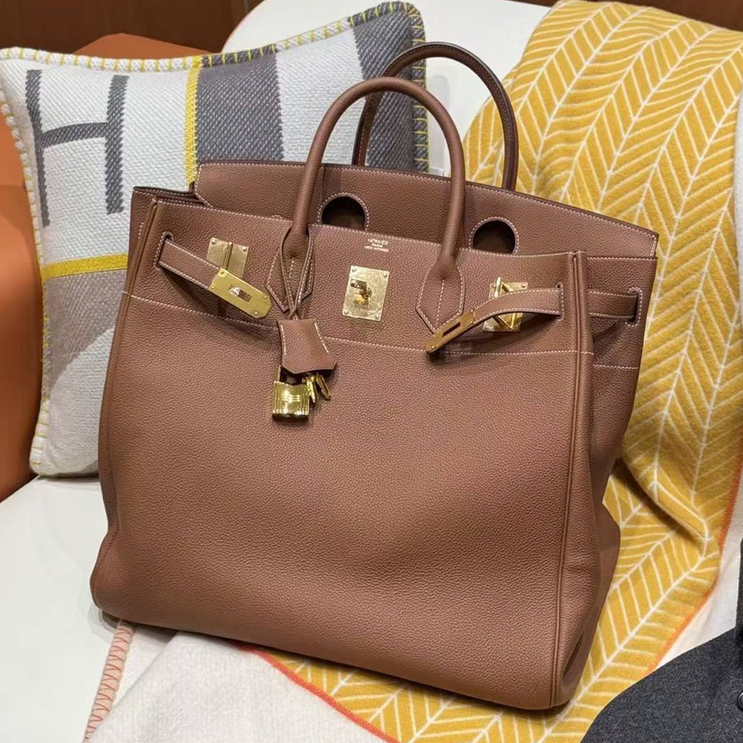 Hermes Birkin Hac 40 Bag Handmade In Togo Calfskin Leather Gold Hardware 37 Gold - Image 4