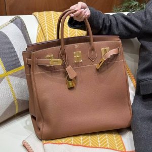 Hermes Birkin Hac 40 Bag Handmade In Togo Calfskin Leather Gold Hardware 37 Gold - Image 3