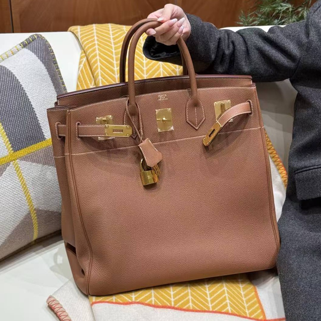 Hermes Birkin Hac 40 Bag Handmade In Togo Calfskin Leather Gold Hardware 37 Gold - Image 3