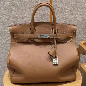 Alternative view of Hermes Birkin Hac 40 Bag Handmade In Togo Calfskin Leather Silver Hardware 37 Gold