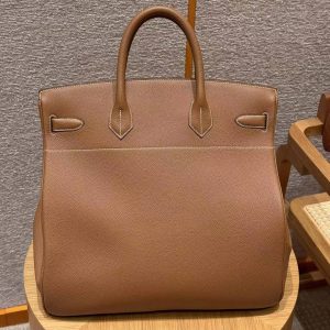 Hermes Birkin Hac 40 Bag Handmade In Togo Calfskin Leather Silver Hardware 37 Gold - Image 11