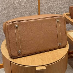 Hermes Birkin Hac 40 Bag Handmade In Togo Calfskin Leather Silver Hardware 37 Gold - Image 8
