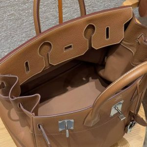 Hermes Birkin Hac 40 Bag Handmade In Togo Calfskin Leather Silver Hardware 37 Gold - Image 7