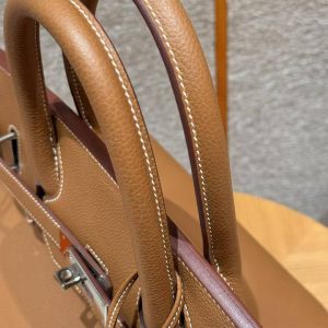 Hermes Birkin Hac 40 Bag Handmade In Togo Calfskin Leather Silver Hardware 37 Gold - Image 6