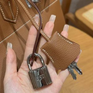 Hermes Birkin Hac 40 Bag Handmade In Togo Calfskin Leather Silver Hardware 37 Gold - Image 5