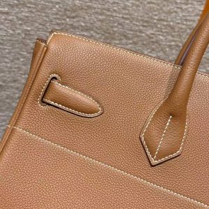 Hermes Birkin Hac 40 Bag Handmade In Togo Calfskin Leather Silver Hardware 37 Gold - Image 4