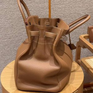 Hermes Birkin Hac 40 Bag Handmade In Togo Calfskin Leather Silver Hardware 37 Gold - Image 3