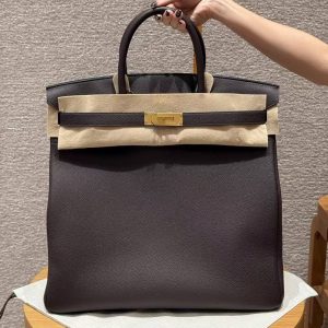 Hermes Birkin Hac 40 Bag Handmade In Togo Calfskin Leather Gold Hardware 47 Chocolat