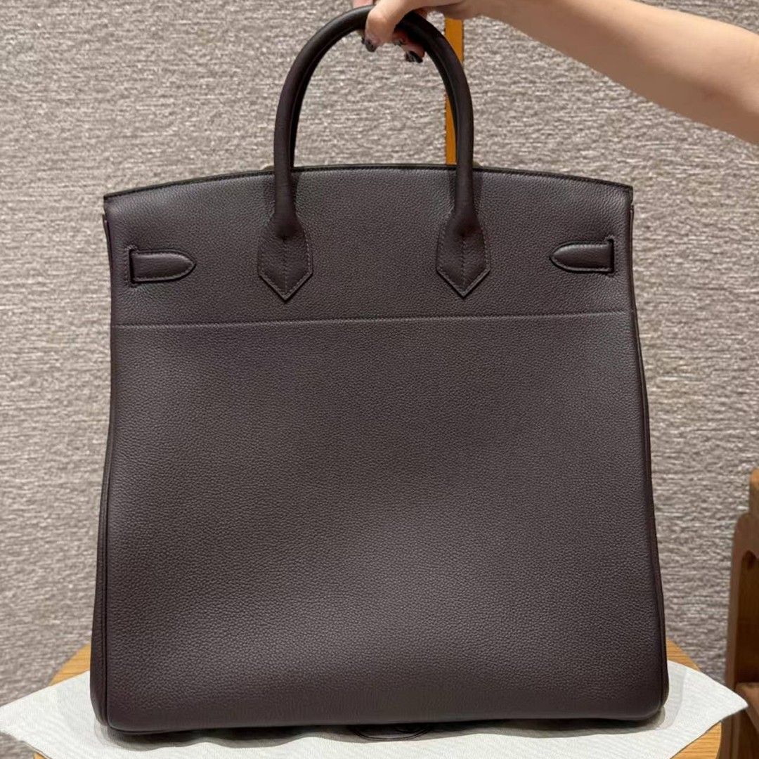 Hermes Birkin Hac 40 Bag Handmade In Togo Calfskin Leather Gold Hardware 47 Chocolat - Image 2