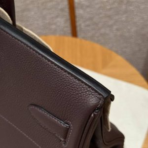 Hermes Birkin Hac 40 Bag Handmade In Togo Calfskin Leather Gold Hardware 47 Chocolat - Image 20