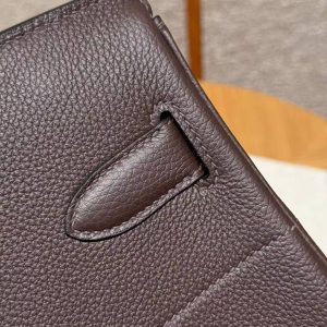 Hermes Birkin Hac 40 Bag Handmade In Togo Calfskin Leather Gold Hardware 47 Chocolat - Image 19