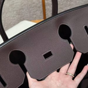 Hermes Birkin Hac 40 Bag Handmade In Togo Calfskin Leather Gold Hardware 47 Chocolat - Image 16