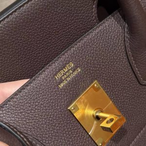 Hermes Birkin Hac 40 Bag Handmade In Togo Calfskin Leather Gold Hardware 47 Chocolat - Image 15