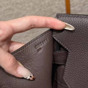 Hermes Birkin Hac 40 Bag Handmade In Togo Calfskin Leather Gold Hardware 47 Chocolat - Image 8