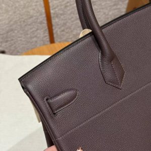 Hermes Birkin Hac 40 Bag Handmade In Togo Calfskin Leather Gold Hardware 47 Chocolat - Image 7