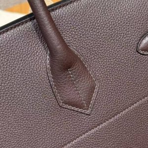 Hermes Birkin Hac 40 Bag Handmade In Togo Calfskin Leather Gold Hardware 47 Chocolat - Image 6