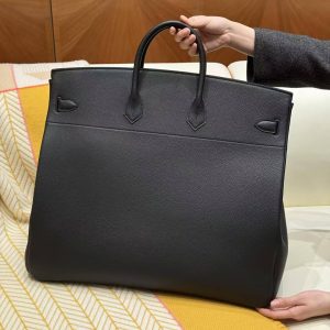Alternative view of Hermes Birkin Hac 50 Bag Handmade In Togo Calfskin Leather Silver Hardware Noir