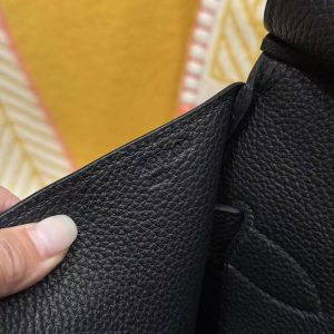 Hermes Birkin Hac 50 Bag Handmade In Togo Calfskin Leather Silver Hardware Noir - Image 18