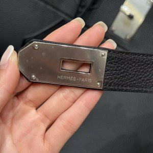 Hermes Birkin Hac 50 Bag Handmade In Togo Calfskin Leather Silver Hardware Noir - Image 17