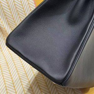 Hermes Birkin Hac 50 Bag Handmade In Togo Calfskin Leather Silver Hardware Noir - Image 12