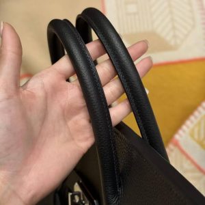 Hermes Birkin Hac 50 Bag Handmade In Togo Calfskin Leather Silver Hardware Noir - Image 11
