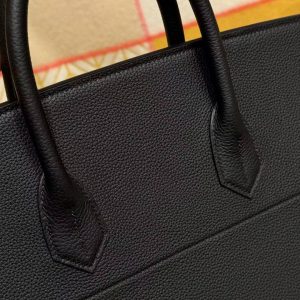 Hermes Birkin Hac 50 Bag Handmade In Togo Calfskin Leather Silver Hardware Noir - Image 10