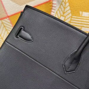 Hermes Birkin Hac 50 Bag Handmade In Togo Calfskin Leather Silver Hardware Noir - Image 9