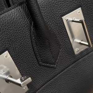 Hermes Birkin Hac 50 Bag Handmade In Togo Calfskin Leather Silver Hardware Noir - Image 7