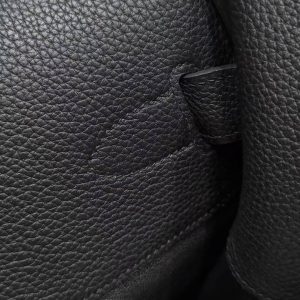 Hermes Birkin Hac 50 Bag Handmade In Togo Calfskin Leather Silver Hardware Noir - Image 5