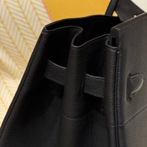 Hermes Birkin Hac 50 Bag Handmade In Togo Calfskin Leather Silver Hardware Noir - Image 4