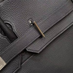 Hermes Birkin Hac 50 Bag Handmade In Togo Calfskin Leather Silver Hardware Noir - Image 3