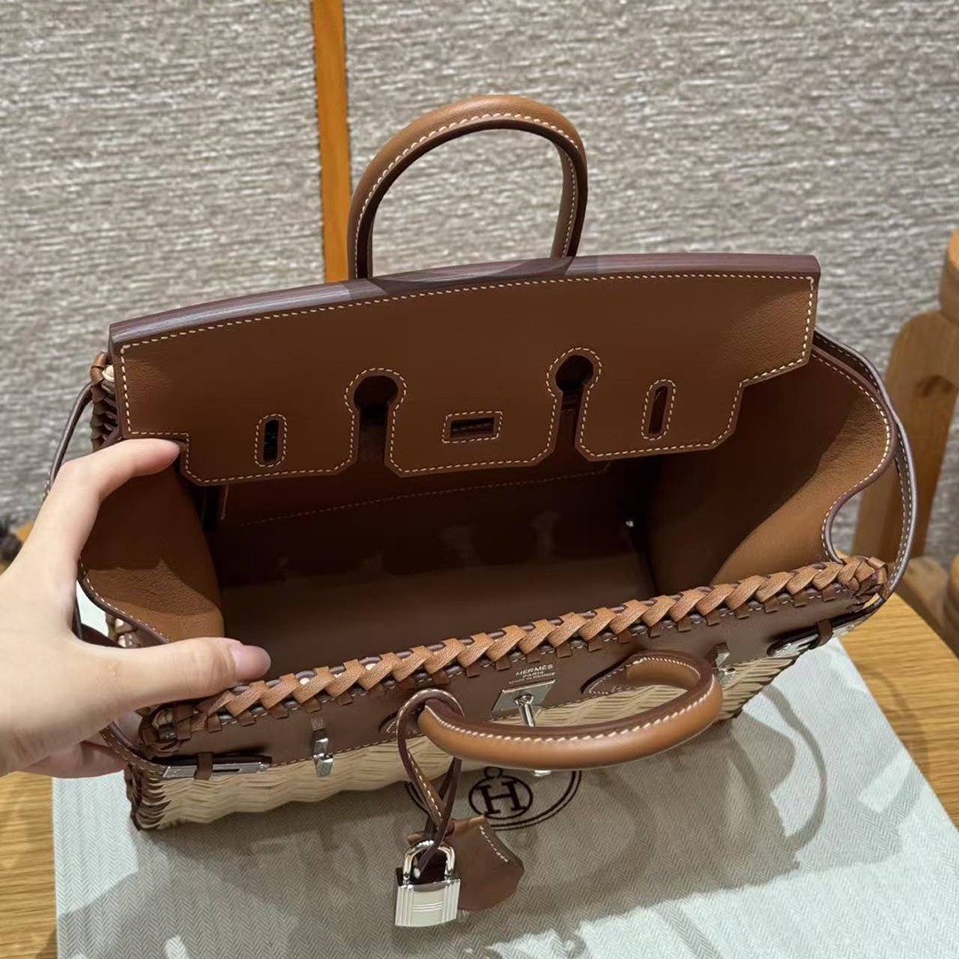 Hermes Birkin Picnic 25 Bag Handmade In Swift Calfskin Leather Silver Hardware 37 Gold - Image 15