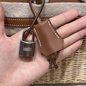 Hermes Birkin Picnic 25 Bag Handmade In Swift Calfskin Leather Silver Hardware 37 Gold - Image 3